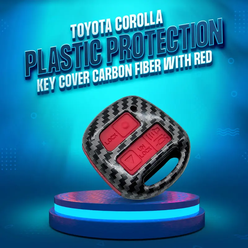Toyota Corolla Plastic Key Cover 3 Buttons 2006 - 2008 - - Carbon Fiber With Red 1