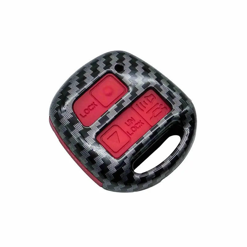 Toyota Corolla Plastic Key Cover 3 Buttons 2006 - 2008 - - Carbon Fiber With Red 2