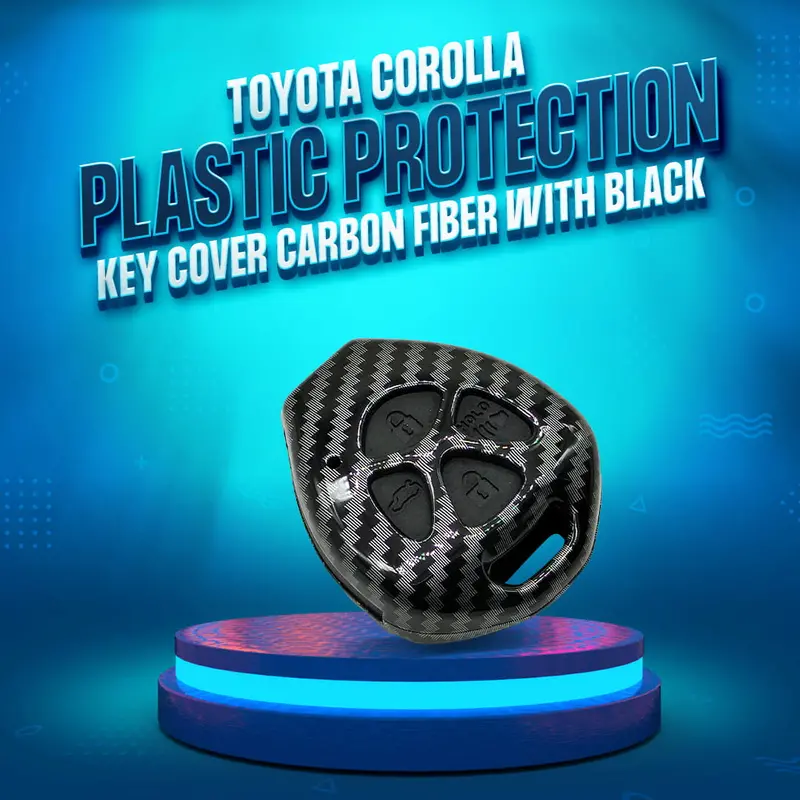 Toyota Corolla Plastic Key Cover Pvc 4 Buttons 2009 - 2014 - - Carbon Fiber With Black 1