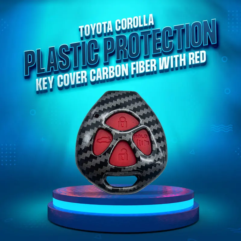 Toyota Corolla Plastic Plastic Key 4 Buttons 2009 - 2014 - - Cover Carbon Fiber With Red 1