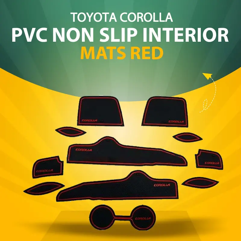 Toyota Corolla Pvc Non Slip Interior Mats Red 2008 - 2012 1