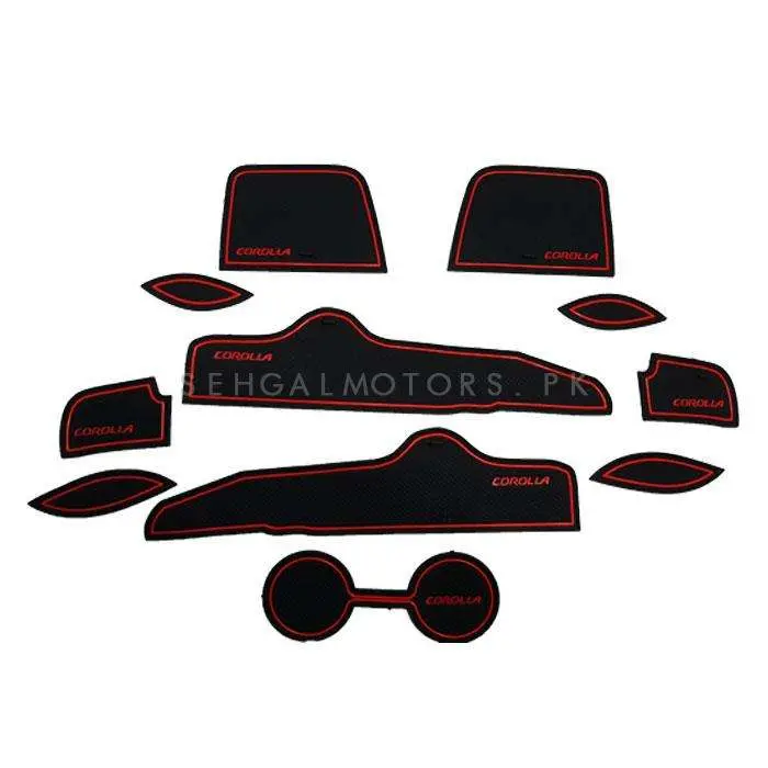 Toyota Corolla Pvc Non Slip Interior Mats Red 2008 - 2012 2