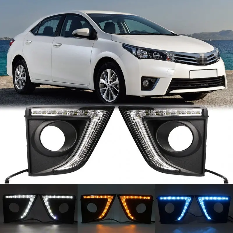 Toyota Corolla Smd Cob Fog Lamps Light Drl Covers 2014 - 2016 1