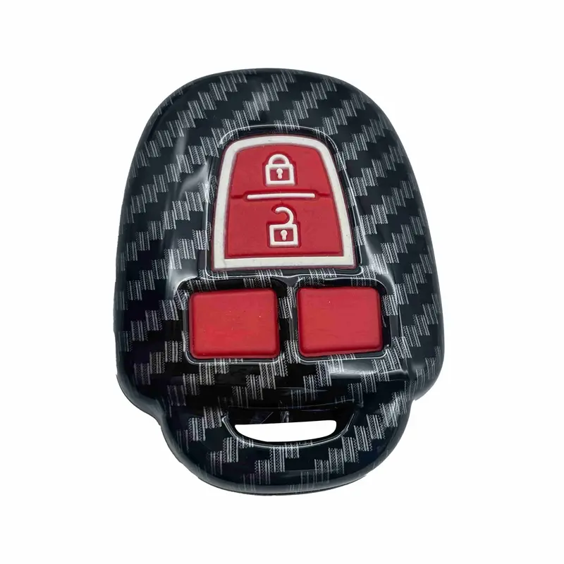 Toyota Corolla / Toyota Vitz Plastic Key Cover Carbon Fiber - - With Red Pvc 2 Buttons 2