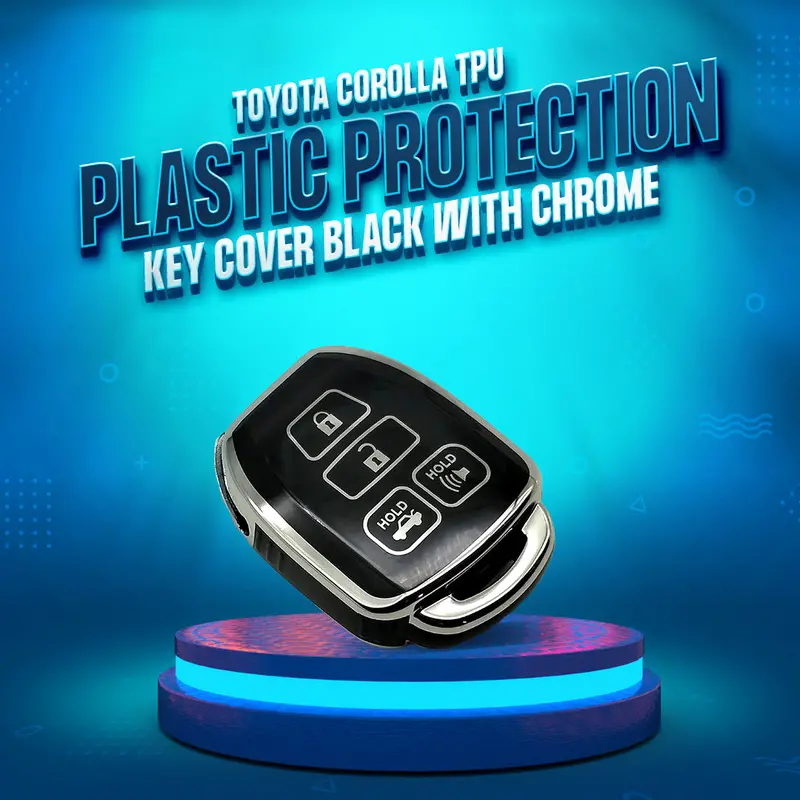 Toyota Corolla Tpu Key Cover Black With Chrome 4 Buttons 2015 - 2016 1