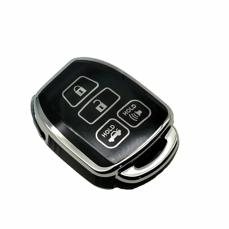 Toyota Corolla Tpu Key Cover Black With Chrome 4 Buttons 2015 - 2016 2