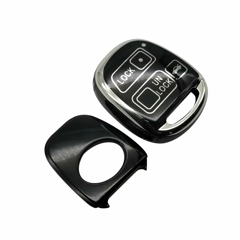 Toyota Corolla Tpu Plastic Protection Key Cover Black With Chrome 2006 - 2008 - 3 Buttons 2