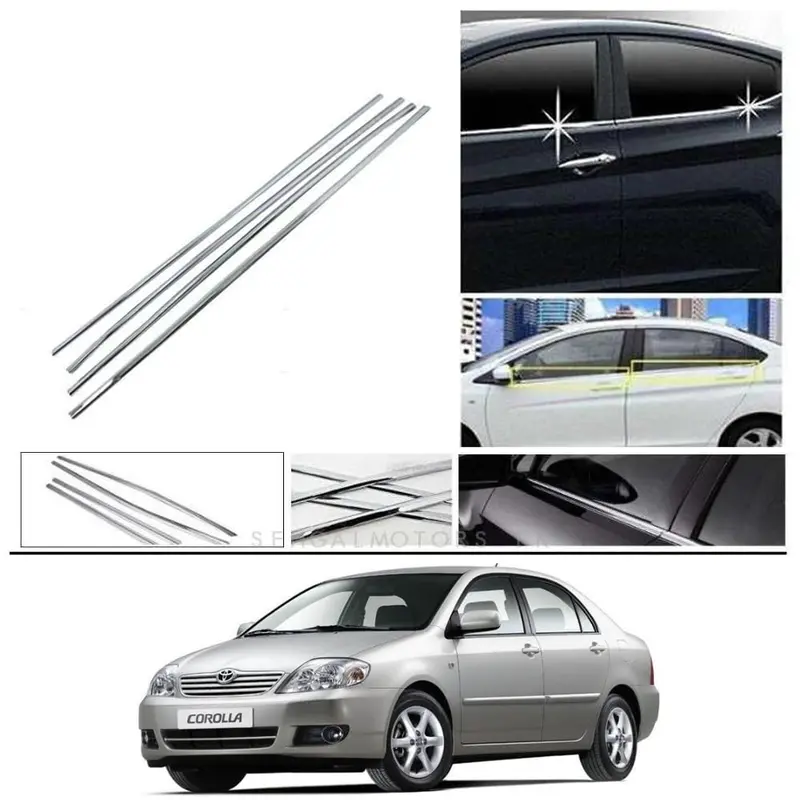 Toyota Corolla Window Chrome Weather Strip 2002 - 2005 - 4 Pcs 1