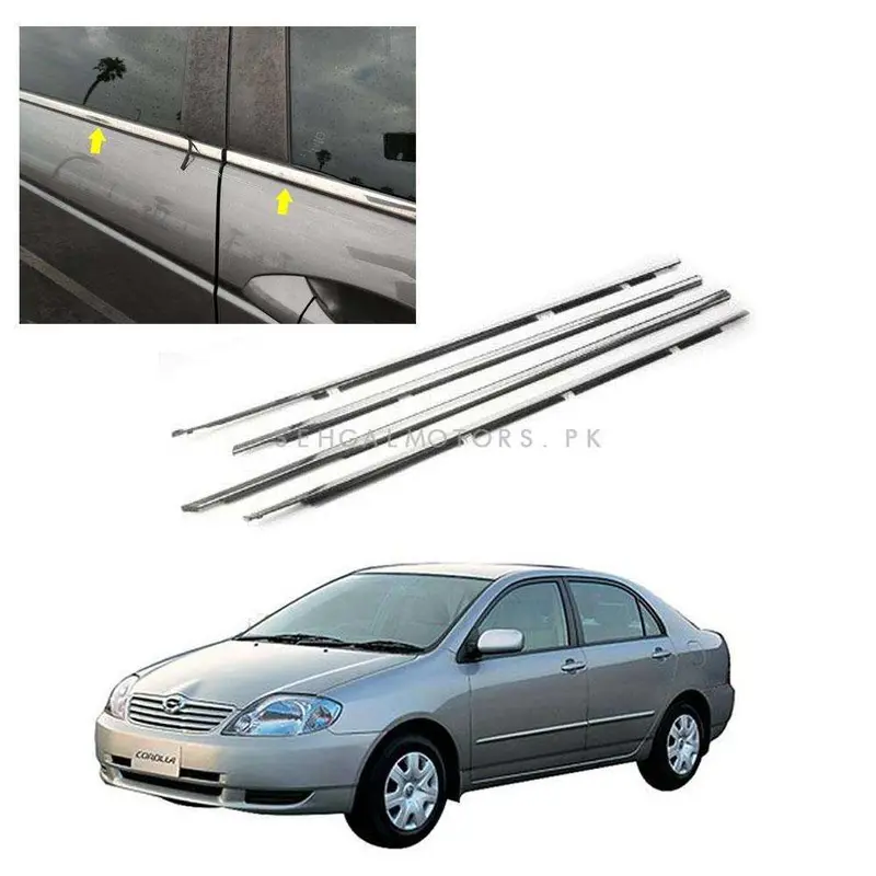 Toyota Corolla Window Chrome Weather Strip 2002 - 2005 - 4 Pcs 2
