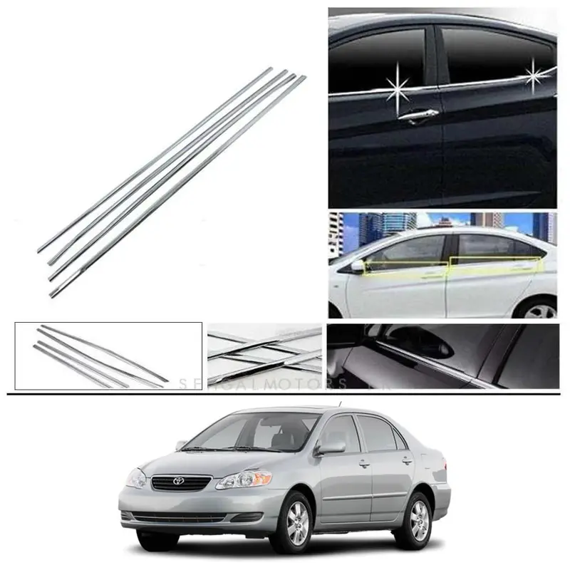 Toyota Corolla Window Chrome Weather Strip 2004 - 2008 - 4 Pcs 1