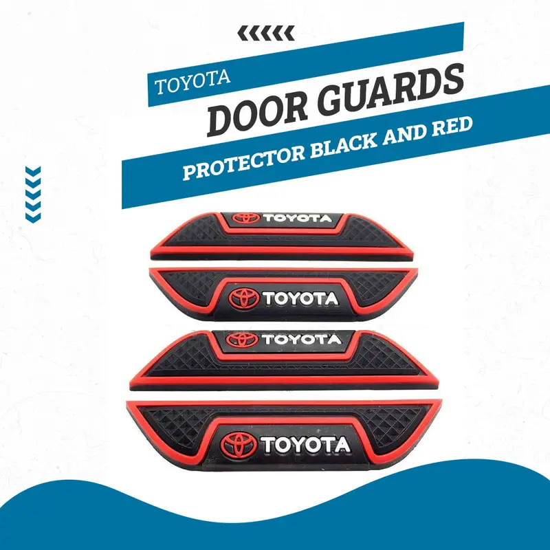 Toyota Door Guards Protector Black And Red - Edge Protection Anti-Scratch Buffer Strip 1