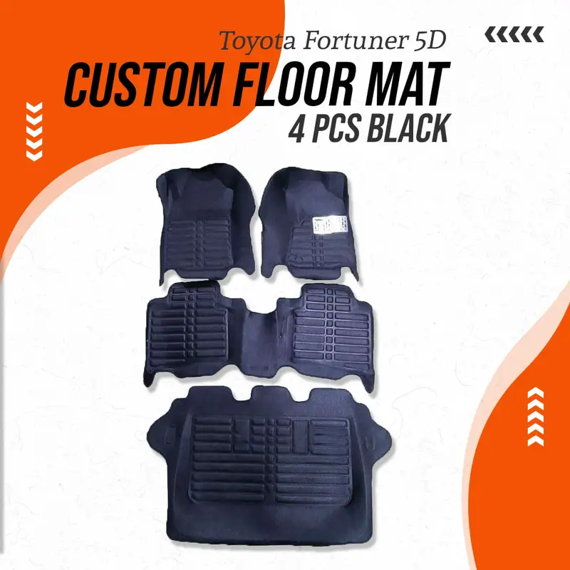Toyota Fortuner 5D Custom Floor Mat 4 Pcs Black 2016 - 2023 2