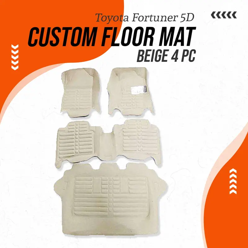 Toyota Fortuner 5D Custom Floor Mat Beige 4 Pc 2016 - 2023 1