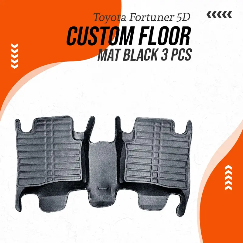 Toyota Fortuner 5D Custom Floor Mat Black 3 Pcs 2016 - 2023 1