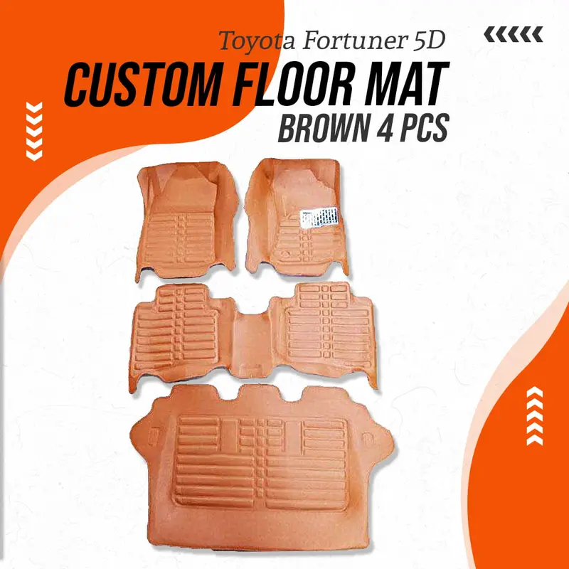 Toyota Fortuner 5D Custom Floor Mat Brown 4 Pcs 2016 - 2023 1