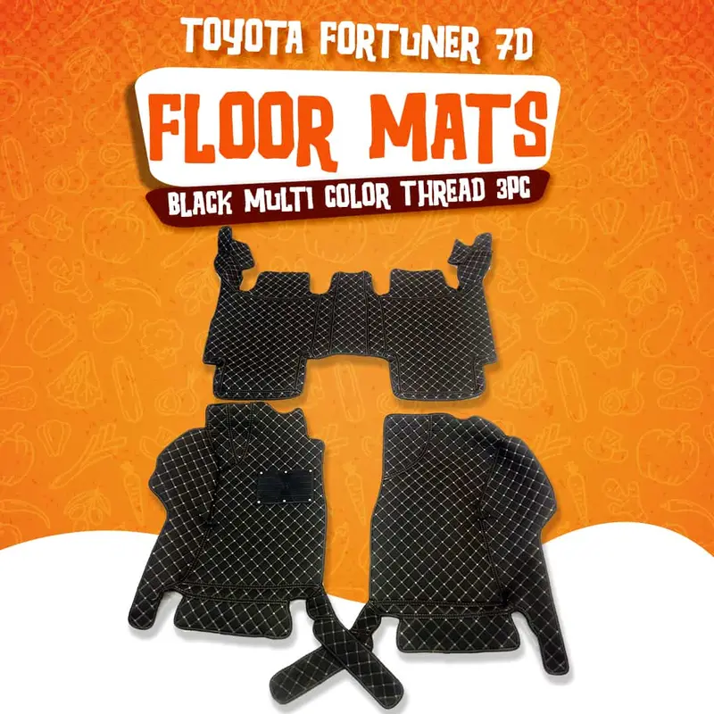 Toyota Fortuner 7D Floor Mats - Black - 3 Pcs Set 2016 - 2025 1