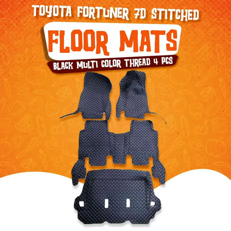 Toyota Fortuner 7D Floor Mats - Black - 4 Pcs Set 2013 - 2016 1
