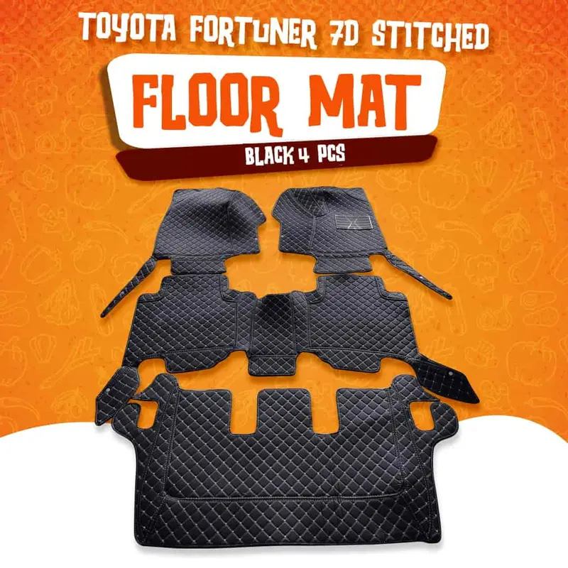 Toyota Fortuner 7D Floor Mats - Black - 4 Pcs Set 2016 - 2025 1