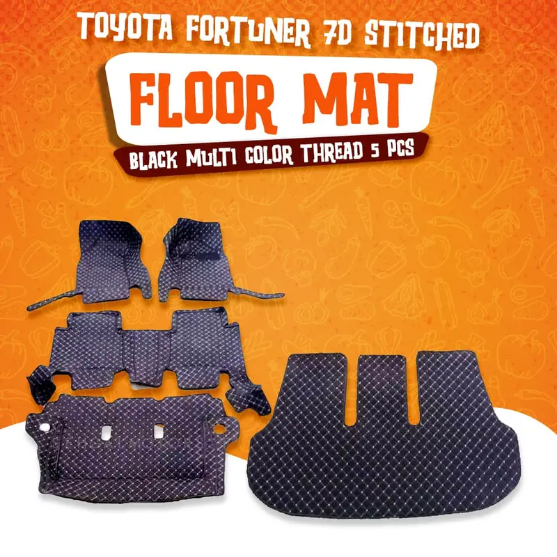 Toyota Fortuner 7D Floor Mats - Black -5 Pcs Set 2016 - 2021 1