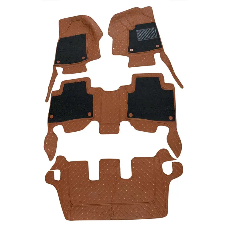 Toyota Fortuner 9D Floor Mats Mix Thread 4Pc 2016 - 2021 - Brown With Black Grass 2