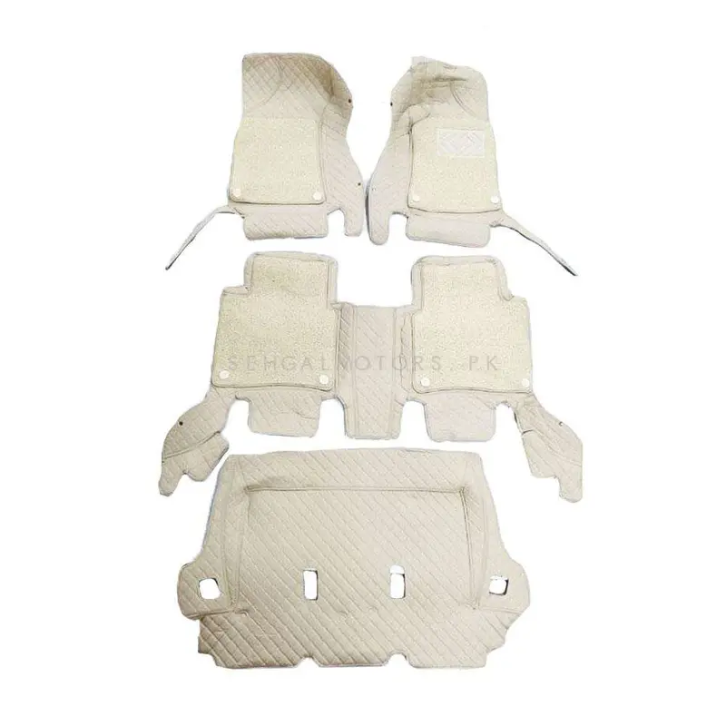 Toyota Fortuner 9D Floor Mats Mix Thread Grass 4 Pc 2016 - 2021 - Beige With Beige 2