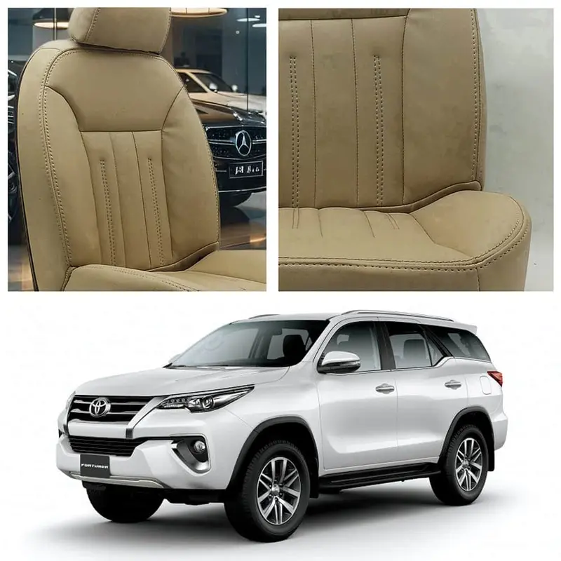 Toyota Fortuner Audi Design Beige Seat Covers 2016 - 2024 1