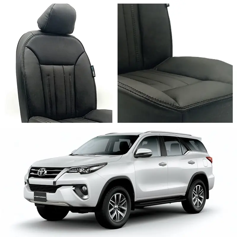 Toyota Fortuner Audi Design Black Seat Covers 2016 - 2024 1