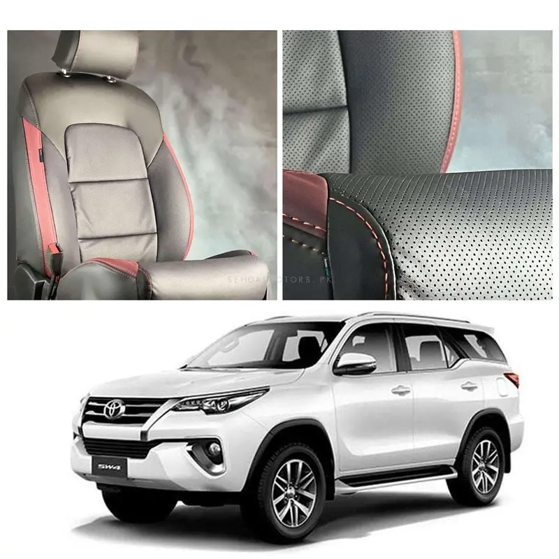 Toyota Fortuner Breathable Black Red Seat Covers 2016 - 2021 1