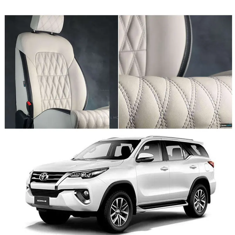 Toyota Fortuner Diamond Cut Beige Black Seat Covers 2016 - 2024 1