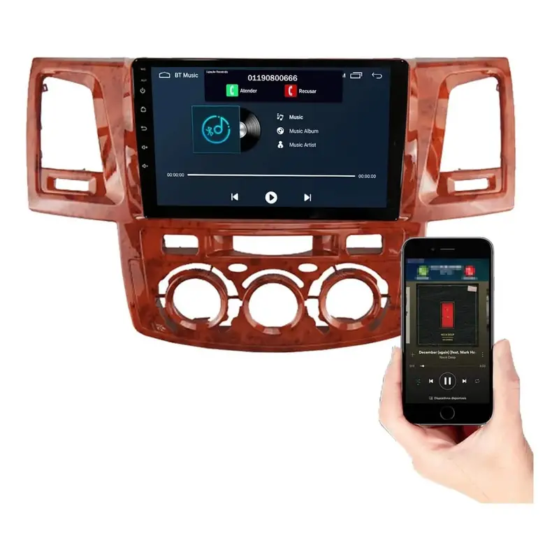 Toyota Fortuner/Hilux Vigo Android Lcd Wooden 9 Inches 2
