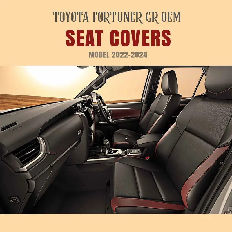 Toyota Fortuner Legender Style Black Red Seat Covers 2016 - 2024 1