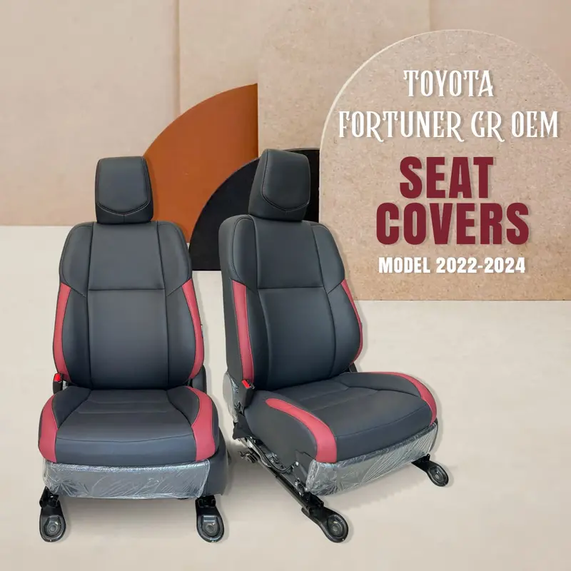 Toyota Fortuner Legender Style Black Red Seat Covers 2016 - 2024 2