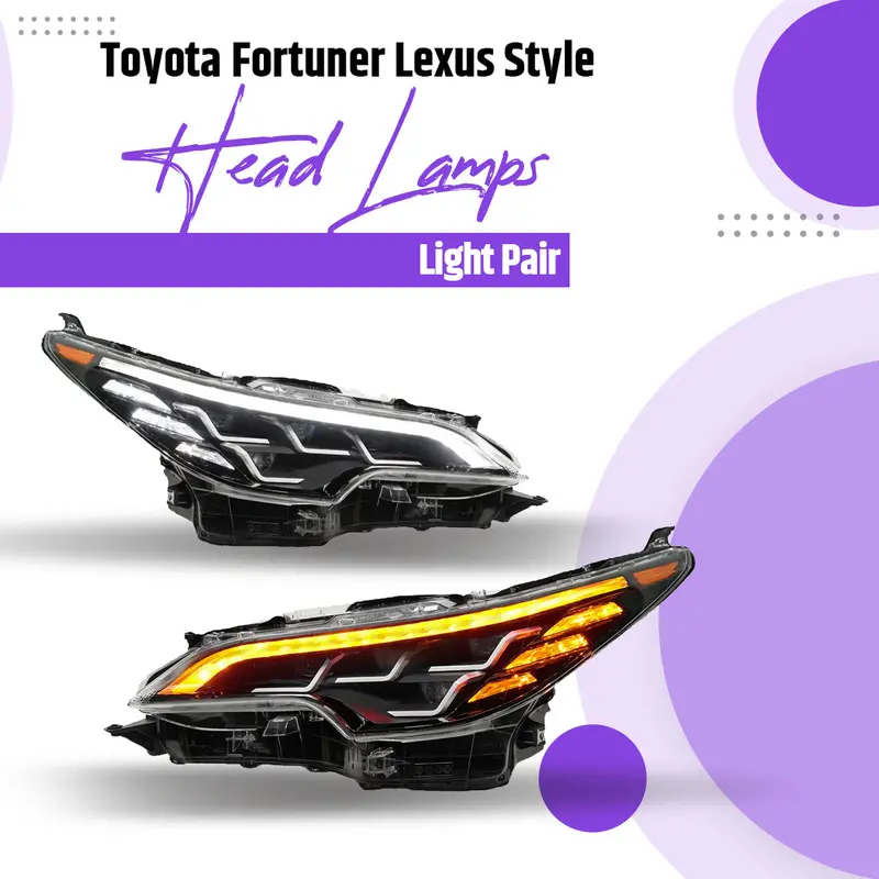 Toyota Fortuner Lexus Style Head Lamps Light Pair 2016 - 2024 1