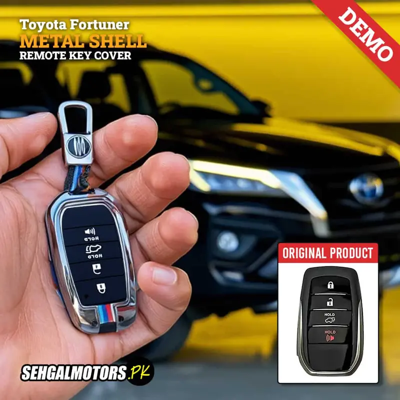 Toyota Fortuner Metal Key Shell Case Cover 4 Buttons 2016 - 2022 1