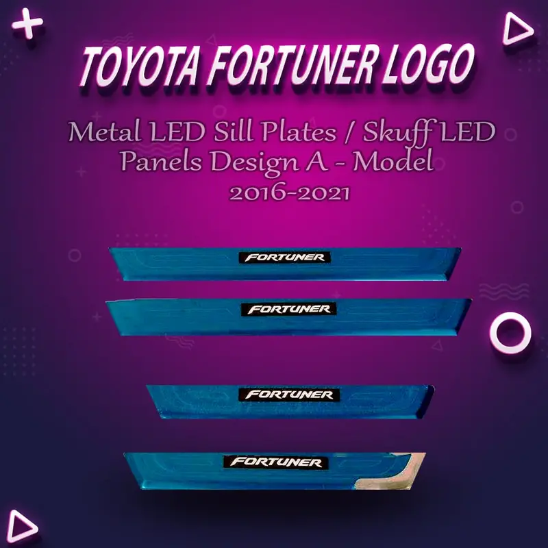 Toyota Fortuner Metal Led Sill Plates / Skuff Led Panels Design A - Model 2016-2021 1