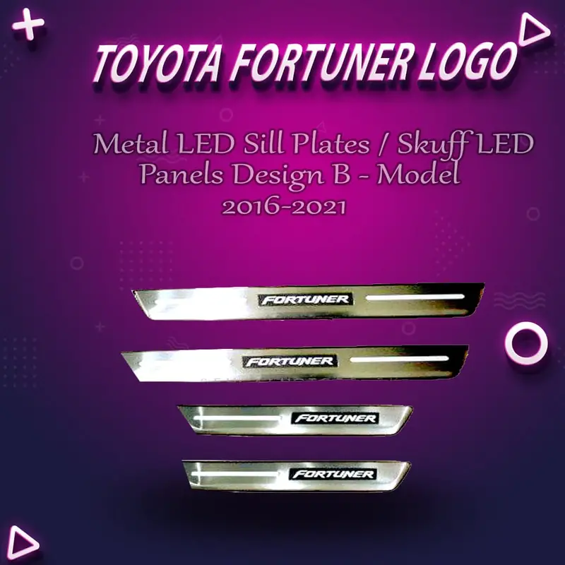 Toyota Fortuner Metal Led Sill Plates / Skuff Led Panels Design B - Model 2016-2021 1
