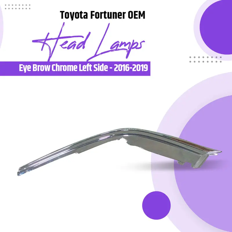 Toyota Fortuner Oem Head Lamp Eye Brow Chrome Left Side 2016 - 2019 1