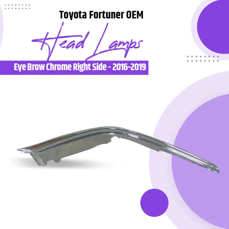 Toyota Fortuner Oem Head Lamp Eye Brow Chrome Right Side 2016 - 2019 1