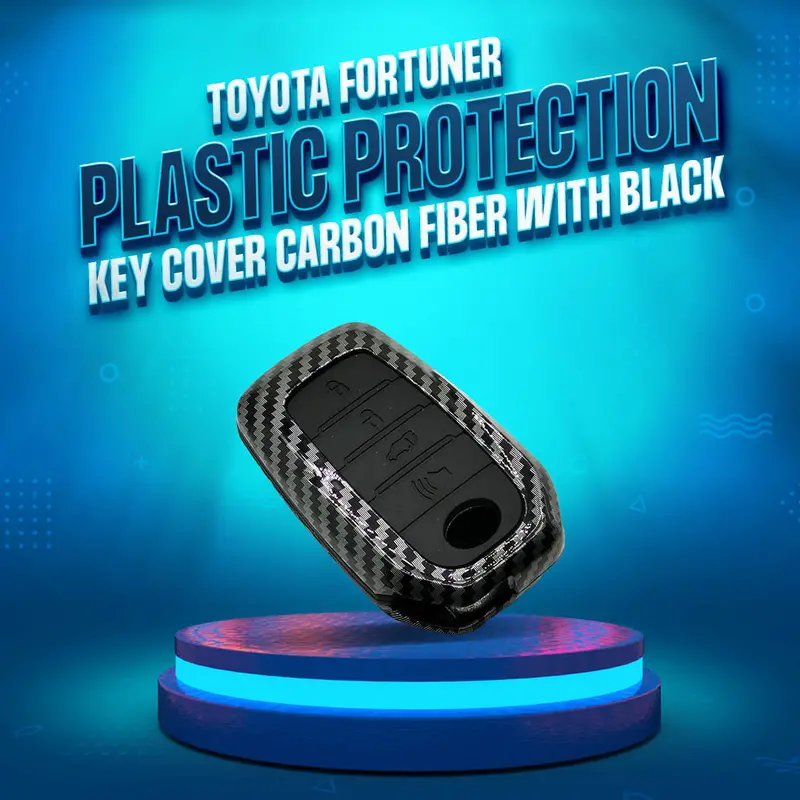 Toyota Fortuner Plastic Protection Key Cover Carbon Fiber 4 Buttons 2016 - 2024 - With Black Pvc 1