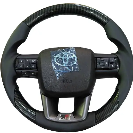 Toyota Fortuner/ Revo Steering Wheel Carbon Fiber Black 2016 - 2024 - With Multimedia & Gr Trim 1