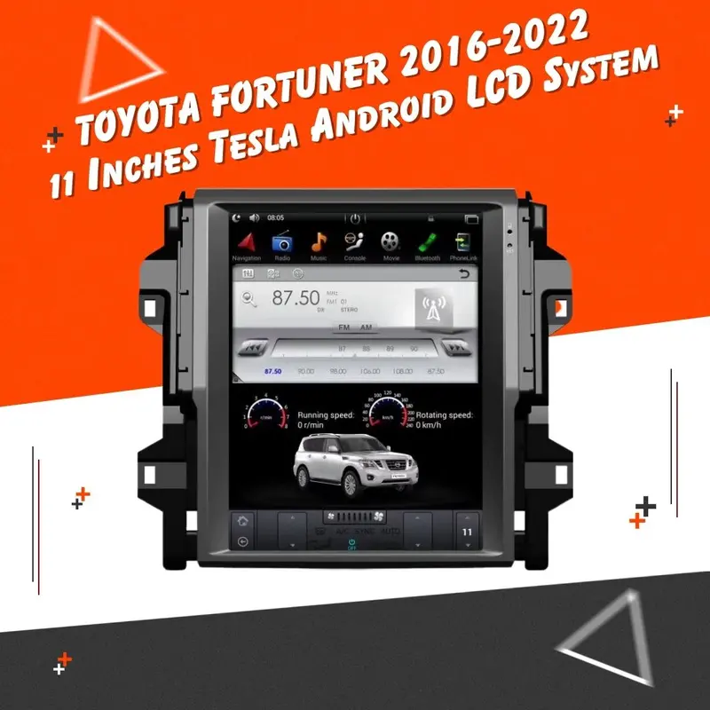 Toyota Fortuner Tesla Lcd Black 11 Inches 2016 - 2024 - Ips Display Multimedia System Android 1
