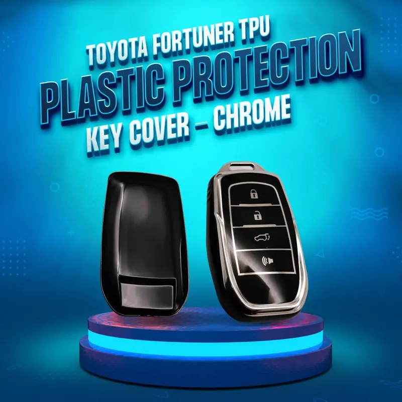 Toyota Fortuner Tpu Plastic Protection Key Cover -Black With Chrome - Full Cover Remote Case Keyless Protector Jacket 1