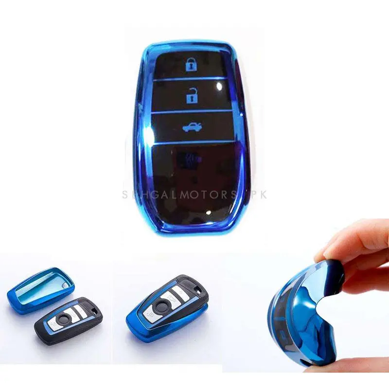 Toyota Fortuner Tpu Plastic Protection Key Cover Blue 4 Buttons - Full Cover Remote Case Keyless Protector Jacket 2