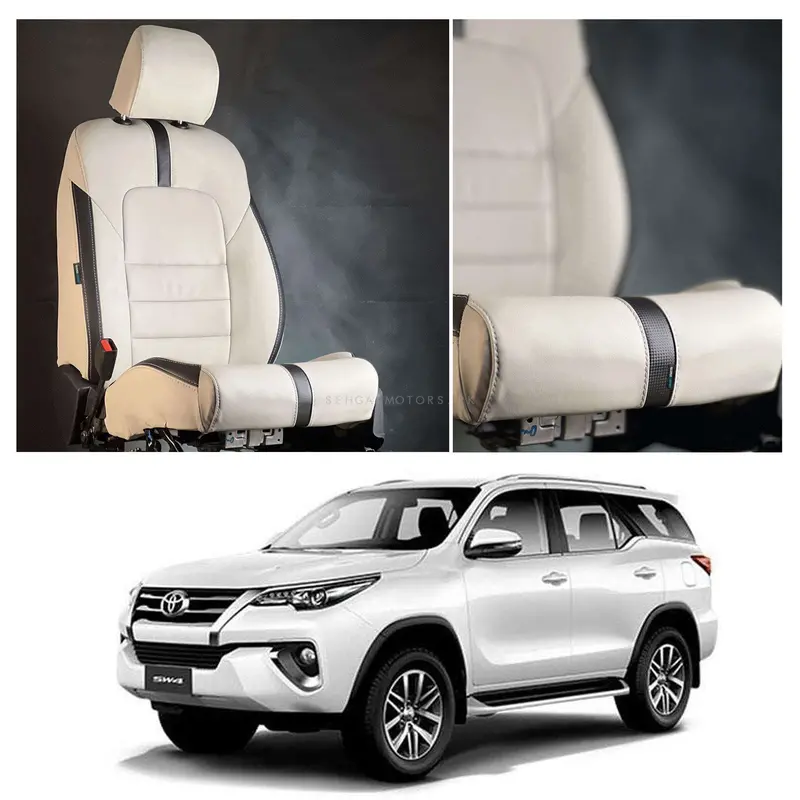 Toyota Fortuner Type R Beige Black Seat Covers 2016 - 2021 1