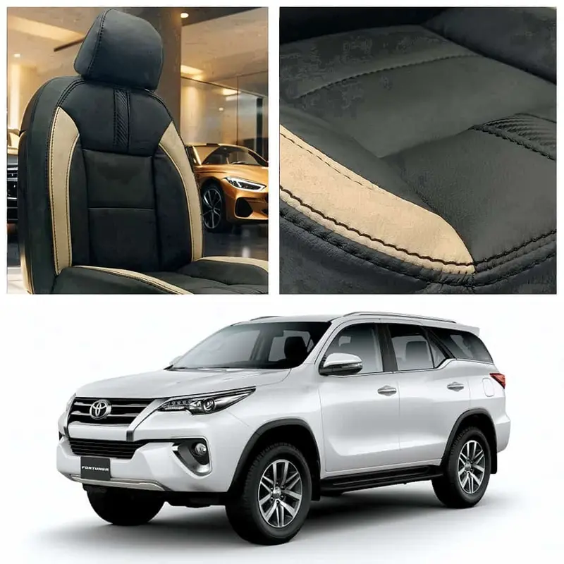 Toyota Fortuner Type R Black Beige Seat Covers 2016 - 2024 1