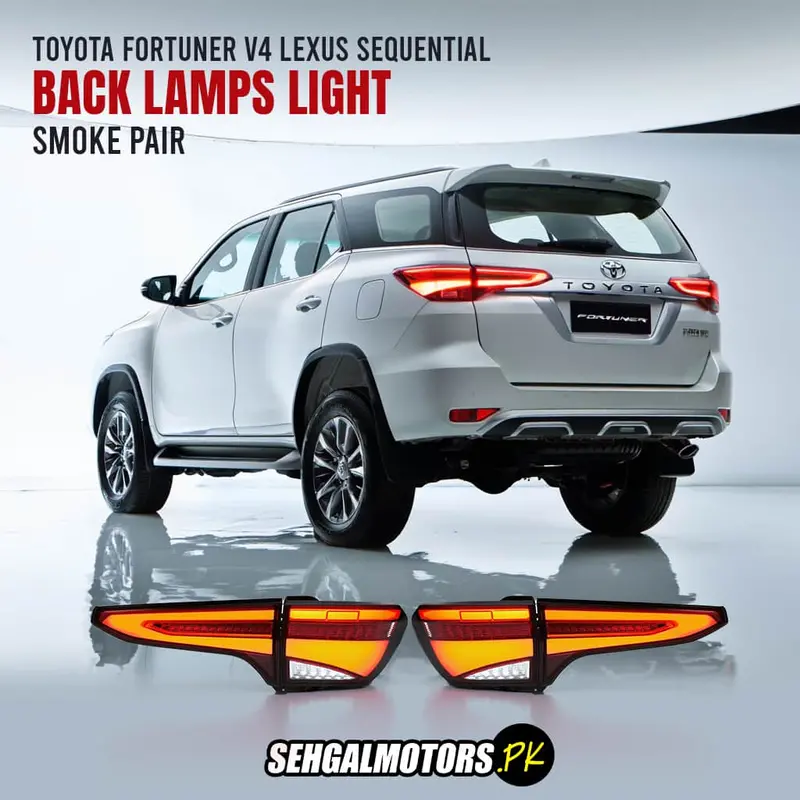 Toyota Fortuner V4 Lexus Sequential Back Lamps Light Smoke Pair 2016 - 2024 1