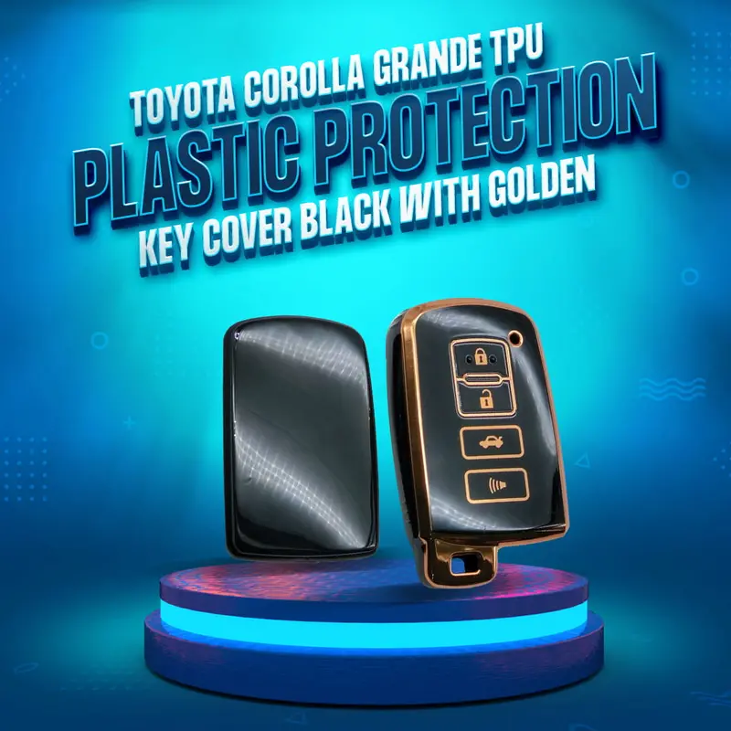 Toyota Grande Tpu Key Cover Black & Golden 4 Buttons 2017-2022 1