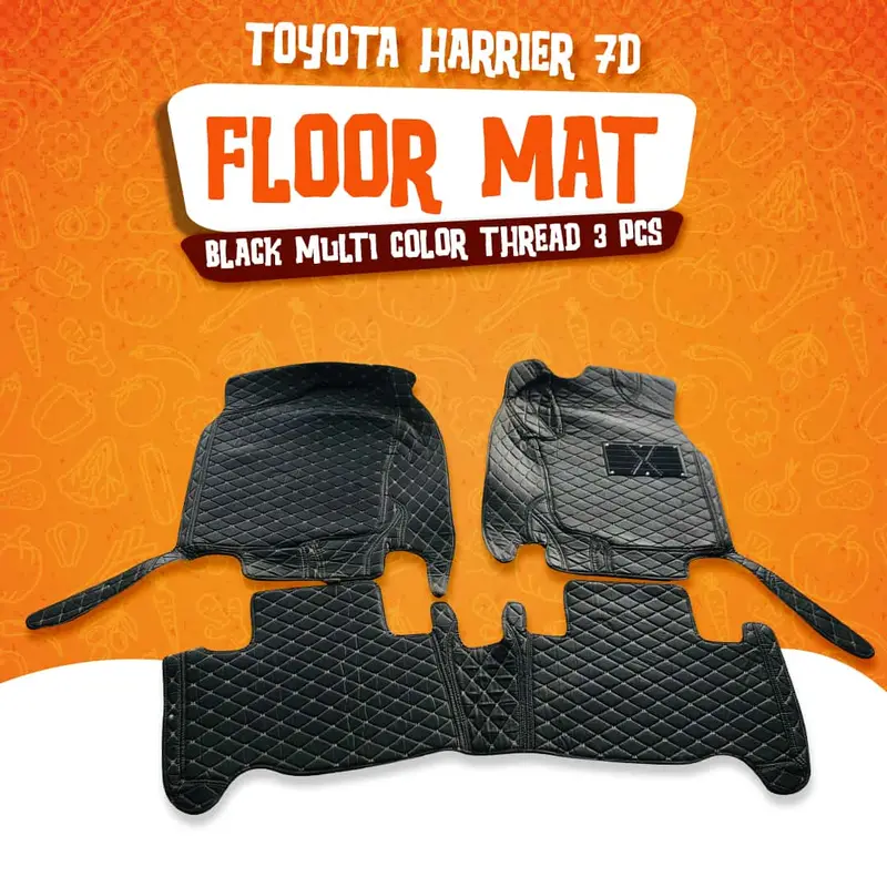Toyota Harrier 7D Floor Mats - Black - 3 Pcs Set - Model 2019-2021 1