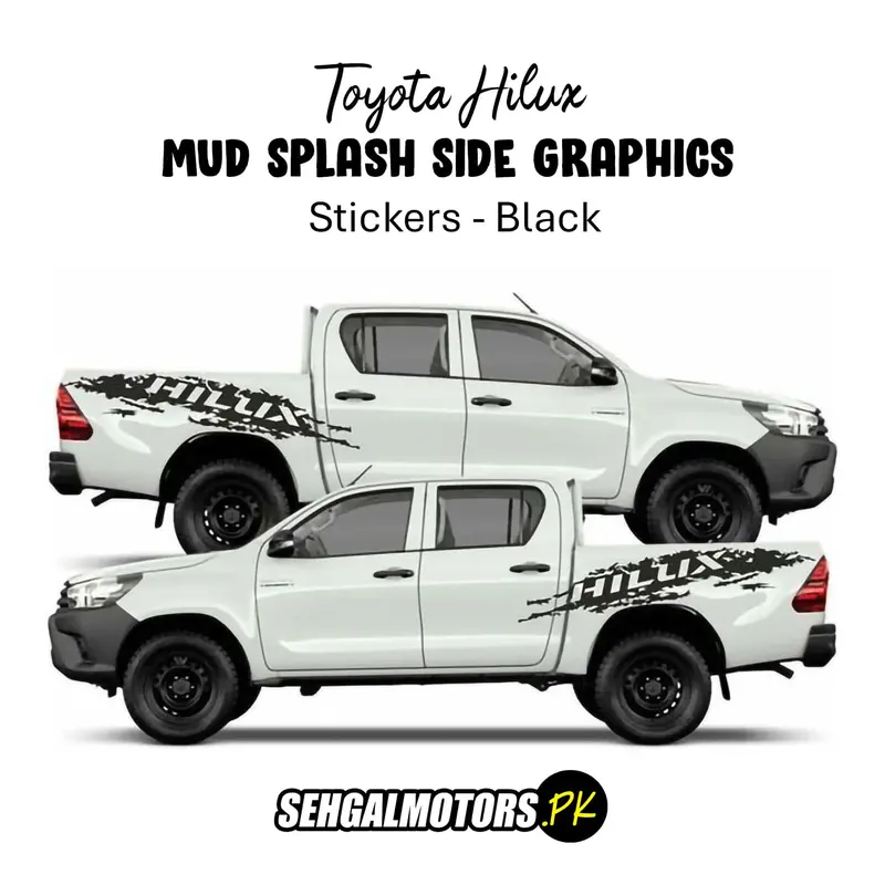 Toyota Hilux Mud Splash Side Graphics / Stickers - Black 1