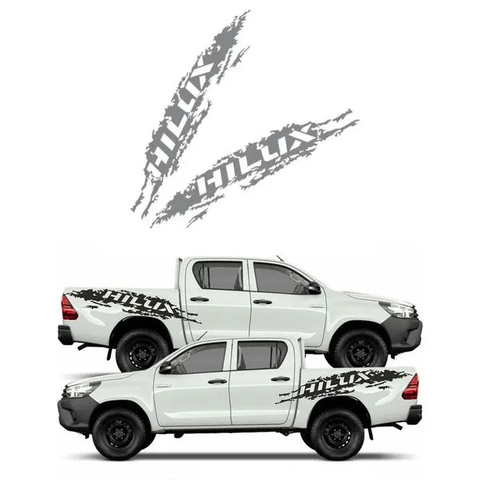 Toyota Hilux Mud Splash Side Graphics / Stickers - Grey 1